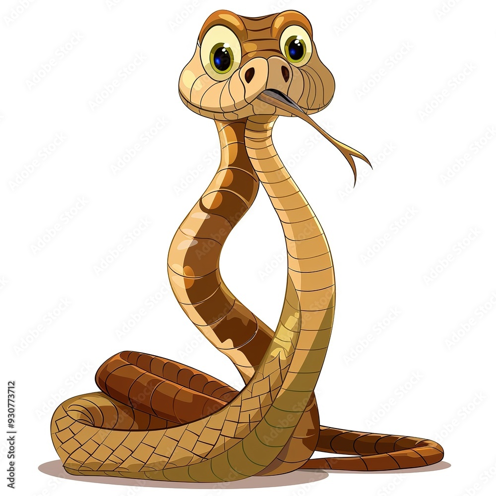 Fototapeta premium Cobra Shame emotion fantasy animal cartoon isolated whitebackground