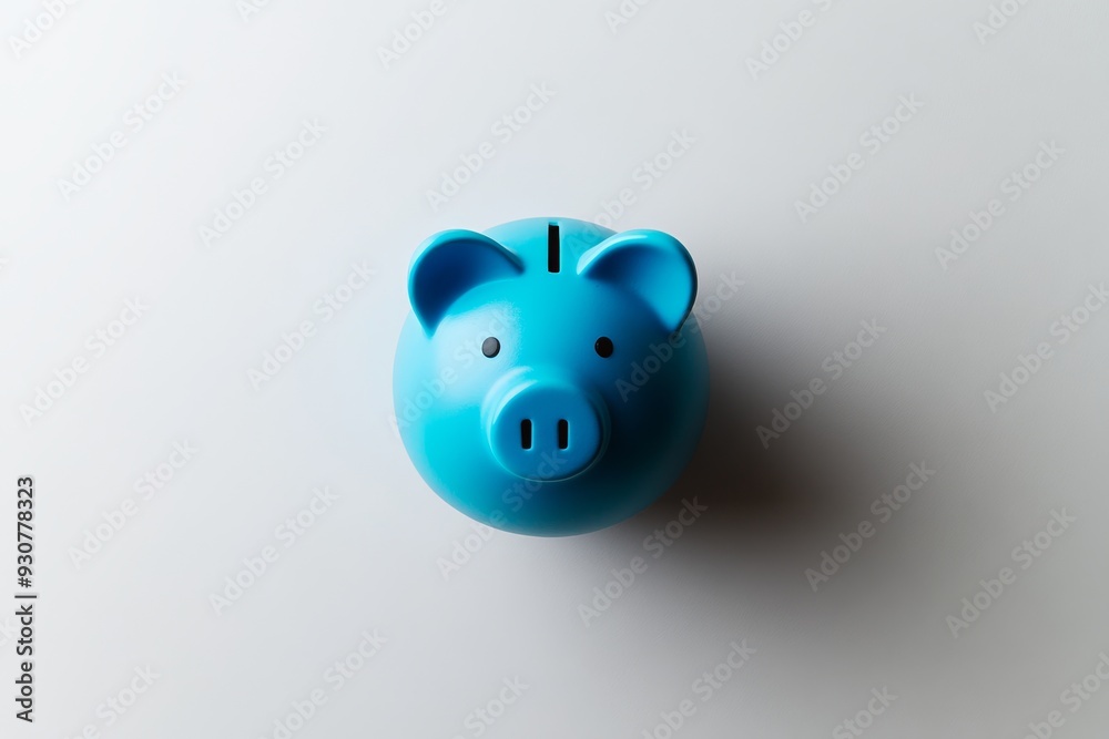 A bright blue piggy bank is prominently displayed against a white background, providing a clean slate for financial messaging or promotional materials A bright blue piggy bank is prominently displayed against a white background, providing a clean slate for financial messaging or promotional materials