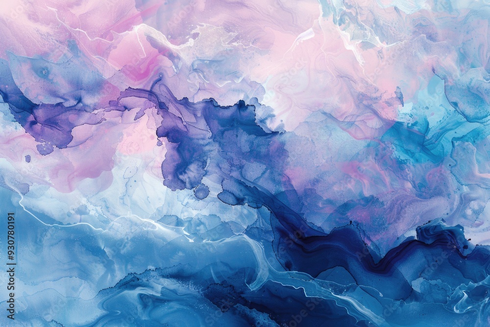 Abstract artwork featuring a blend of blue and pink hues Abstract artwork featuring a blend of blue and pink hues