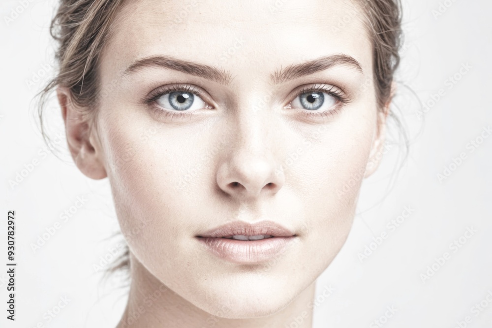 Beautiful woman face with clean skin - isolated on white Beautiful woman face with clean skin - isolated on white
