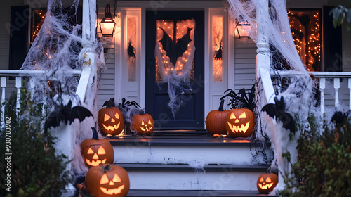 A spooky front porch decor