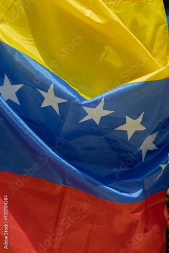 flag of venezuela, yellow, blue and red with 7 stars