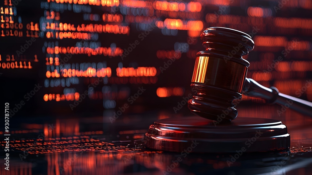 Gavel of Justice on a Digital Background. Gavel of Justice on a Digital Background.