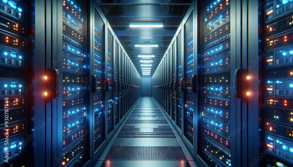 Fototapeta premium Modern Data Center with Active Server Racks