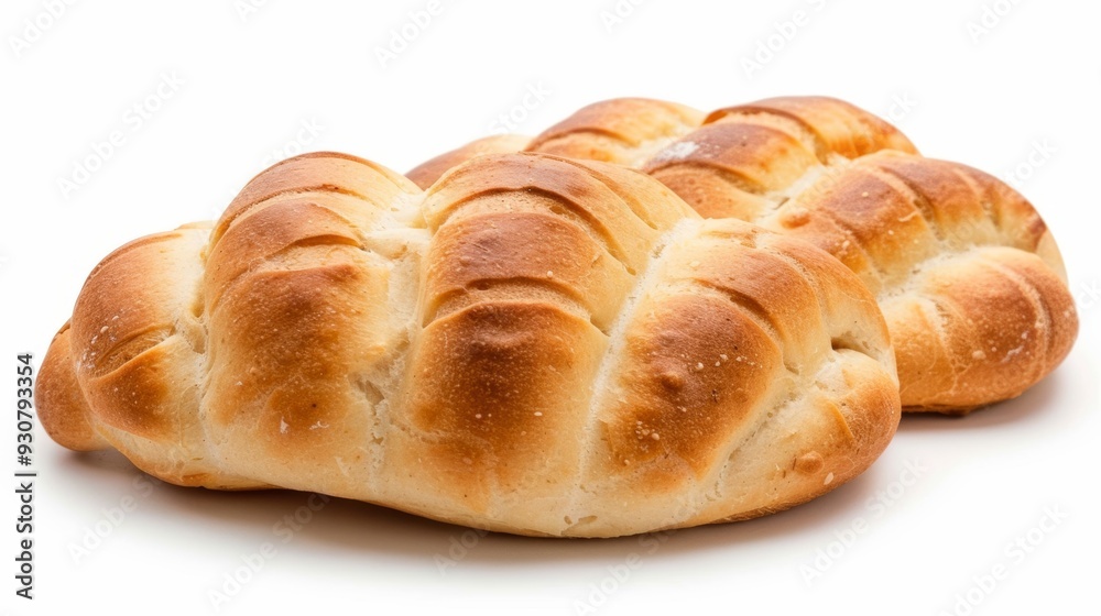 Two loaves of bread are sitting on a white background Two loaves of bread are sitting on a white background
