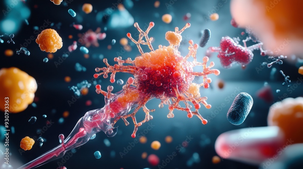 Cutting-edge Visualization of Exosome-Based Nano Carriers for Targeted Drug Delivery in Biomedical Applications, Hyper-Realistic Illustration Cutting-edge Visualization of Exosome-Based Nano Carriers for Targeted Drug Delivery in Biomedical Applications, Hyper-Realistic Illustration