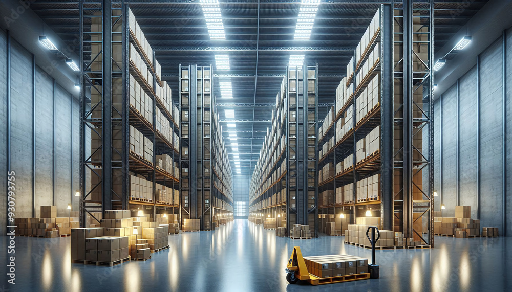 Obraz premium Warehouse Interior with Forklift