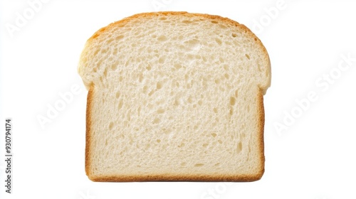 A slice of white bread is shown on a white background