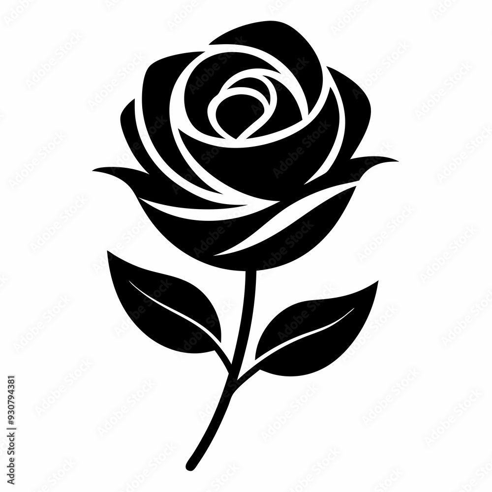 Rose flower silhouette vector art minimal floral illustration Rose flower silhouette vector art minimal floral illustration