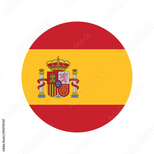 Spain round icon, spanish country flag icon, circle vector button