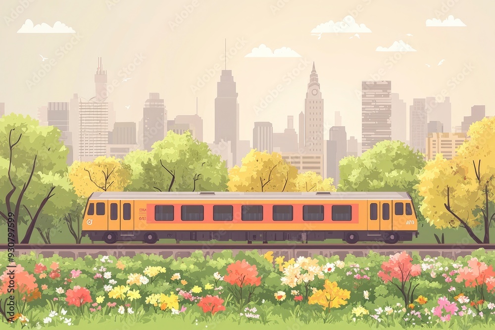 Obraz premium Train Journey Through Cityscape