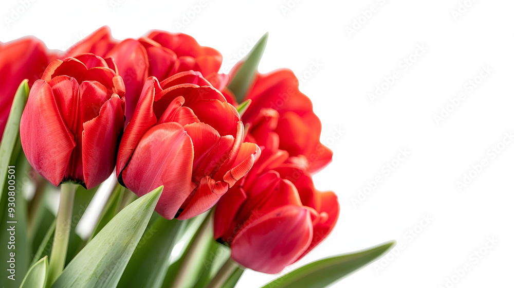 Red tulips in a bouquet isolated on a white background Red tulips in a bouquet isolated on a white background