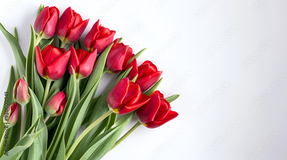 Red tulips in a bouquet isolated on a white background Red tulips in a bouquet isolated on a white background