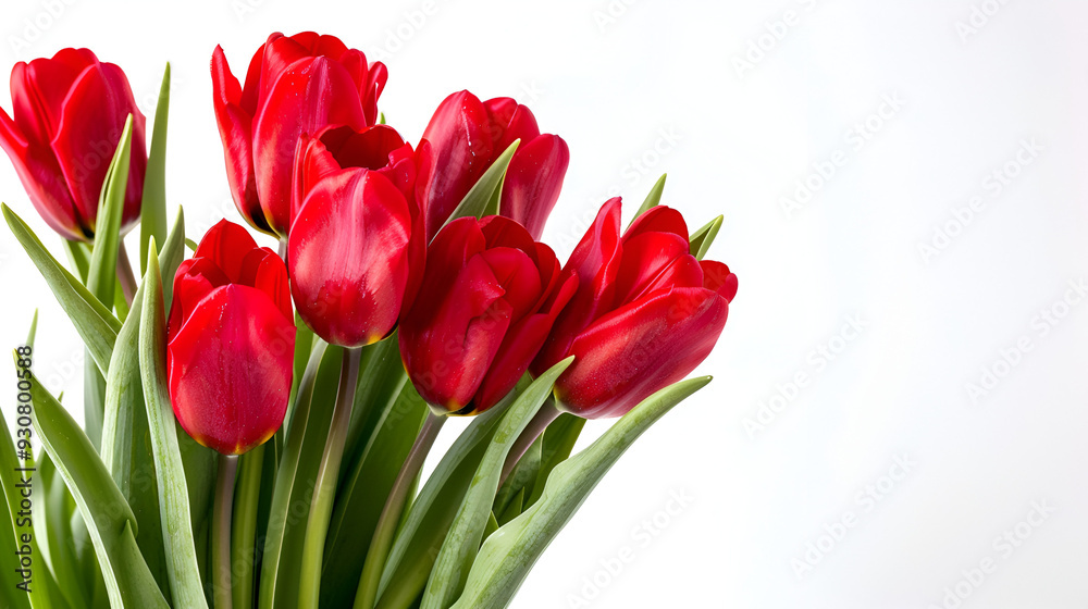 Red tulips in a bouquet isolated on a white background Red tulips in a bouquet isolated on a white background