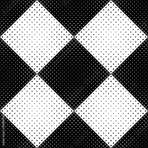 Monochrome seamless square pattern background - black and white abstract vector graphic design