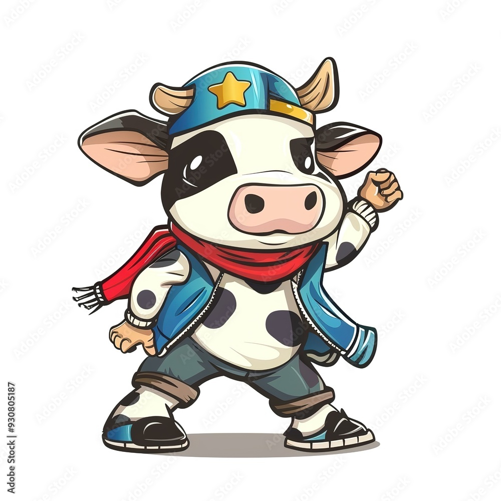 Cow Jai Alai sport fantasy animal cartoon isolated whitebackground Cow Jai Alai sport fantasy animal cartoon isolated whitebackground