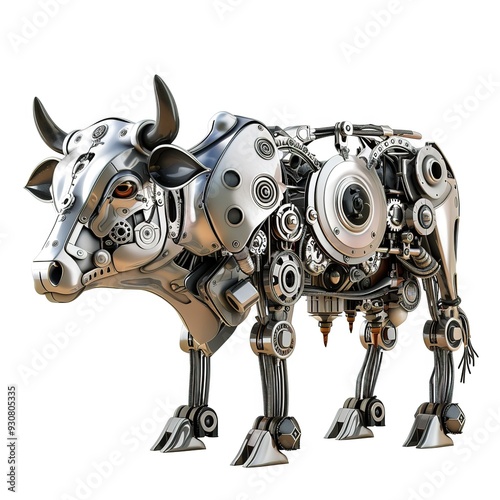 Cow Metal element animal cartoon isolated whitebackground 16:9