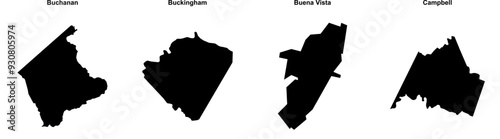 Buchanan, Buckingham, Buena Vista, Campbell outline maps photo