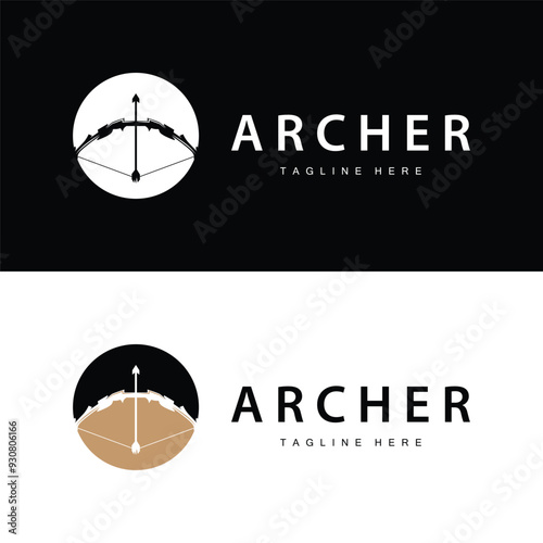 black silhouette logo design archery concept arrow illustration simple template