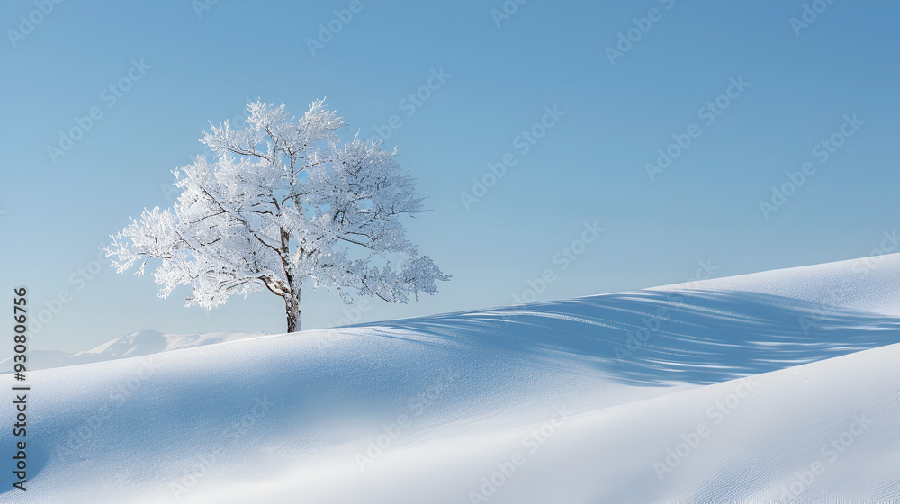 beautiful winter landscape with a lonely snow-covered tree beautiful winter landscape with a lonely snow-covered tree