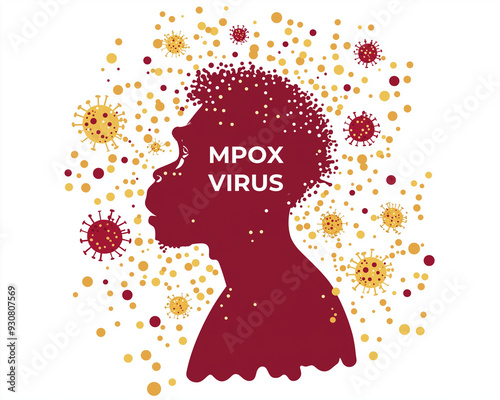 Red silhouette of monkey representation of monkeypox or mpox virus spread