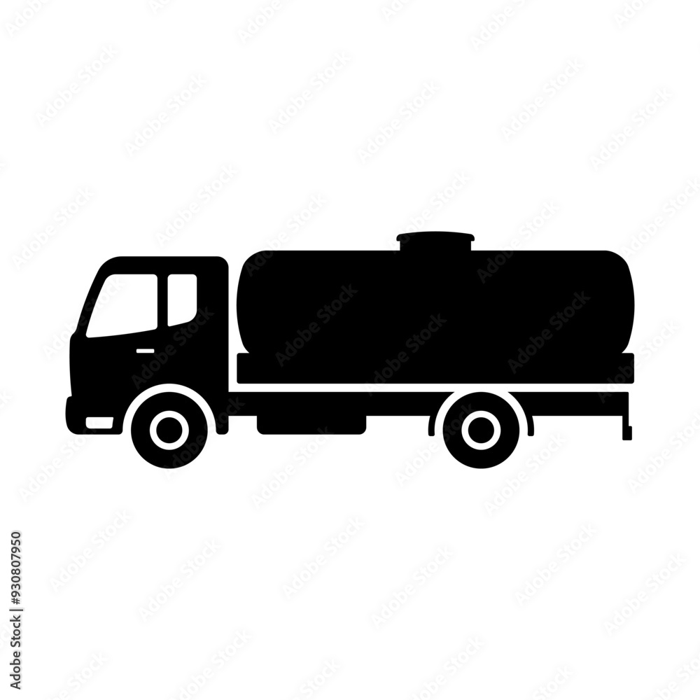Tank truck icon. Black silhouette. Side view. Vector simple flat graphic illustration. Isolated object on white background. Isolate. Tank truck icon. Black silhouette. Side view. Vector simple flat graphic illustration. Isolated object on white background. Isolate.