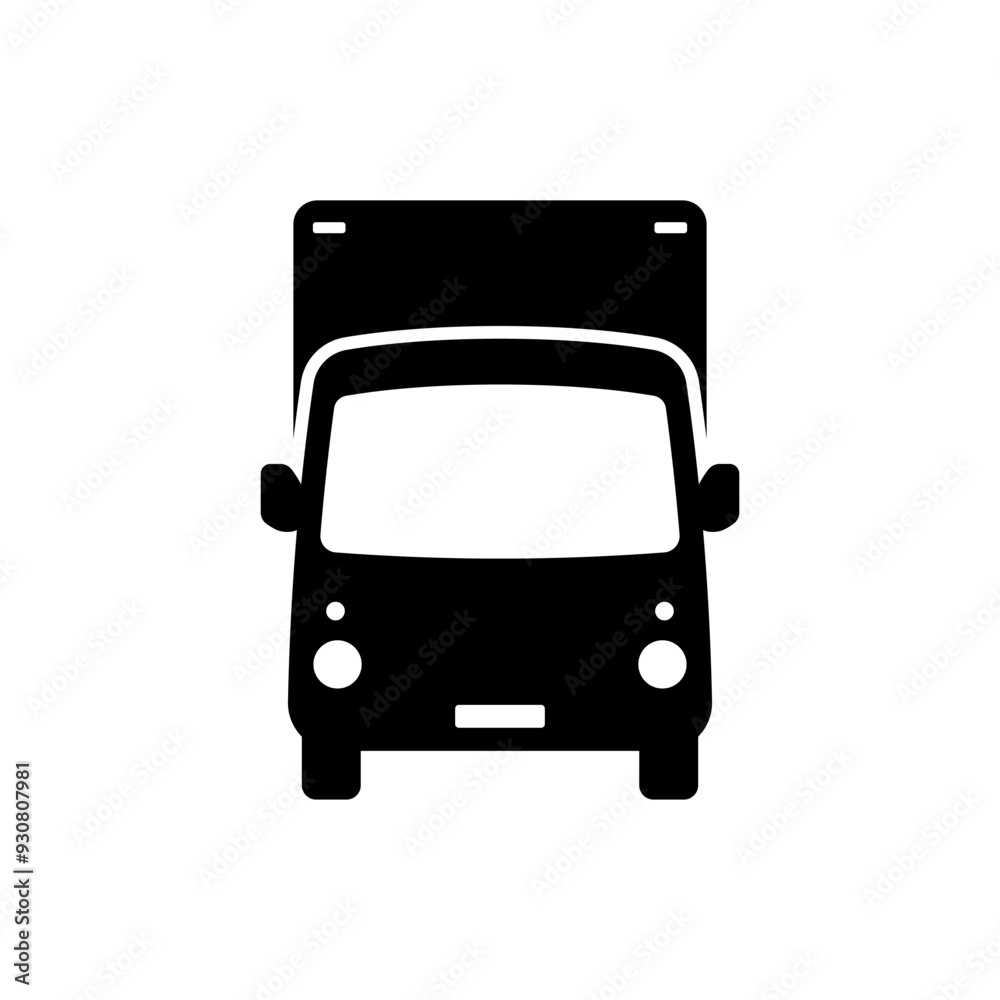 Truck icon. Delivery van. Black silhouette. Front view. Vector simple flat graphic illustration. Isolated object on white background. Isolate. Truck icon. Delivery van. Black silhouette. Front view. Vector simple flat graphic illustration. Isolated object on white background. Isolate.