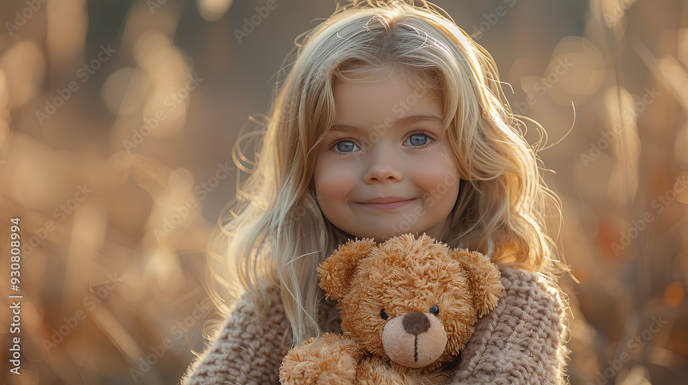 Portrait of a cute little girl with a teddy bear. Portrait of a cute little girl with a teddy bear.