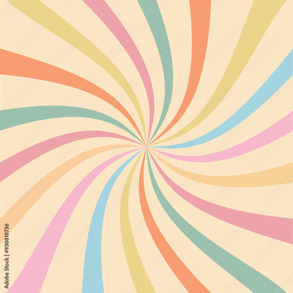 Retro sunburst swirl vector illustration,Retro sun wirh rays, vintage style, colorful waves,Pastel radial lines Retro sunburst swirl vector illustration,Retro sun wirh rays, vintage style, colorful waves,Pastel radial lines