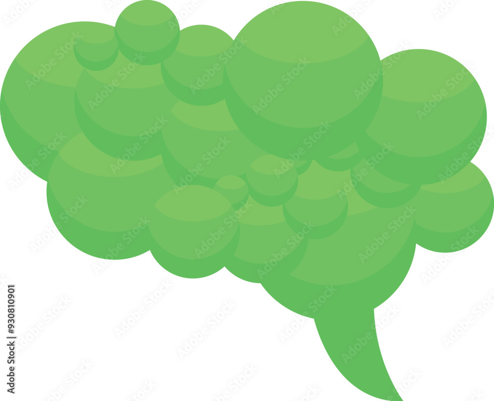 Green speech bubble composed of smaller bubbles is conveying a message about environmental protection Green speech bubble composed of smaller bubbles is conveying a message about environmental protection