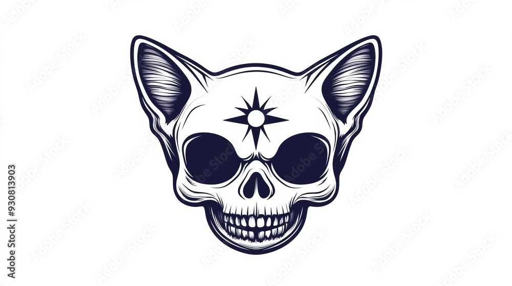A skull with a cat's face on it A skull with a cat's face on it