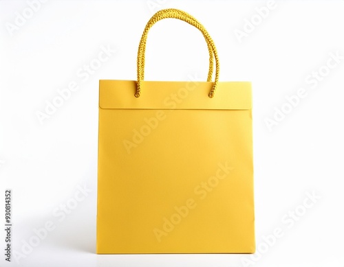 yellow shopping bag on white background