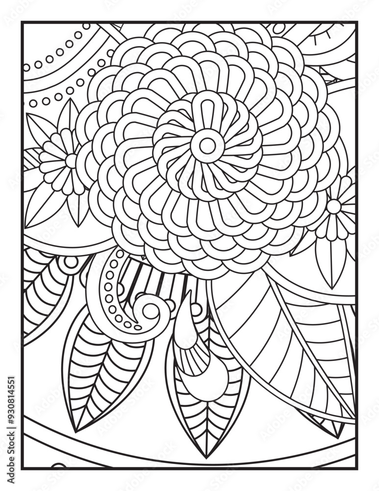 Coloring pages for children and adults. Blooming garden illustration ...