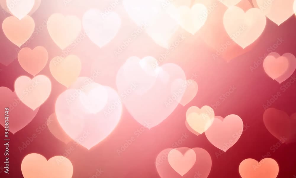 Soft pink heart shapes float gracefully on a dreamy pastel background. Generative AI