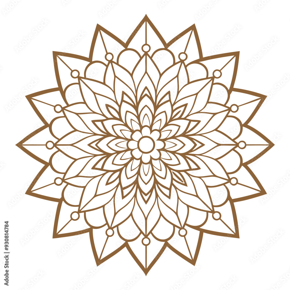 Obraz premium Vector flower line art mandala design with white background.
