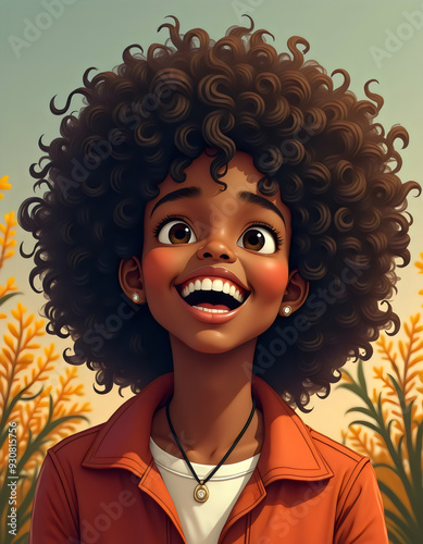 Happy Black Girl Illustration photo