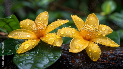 yellow flower with water drops