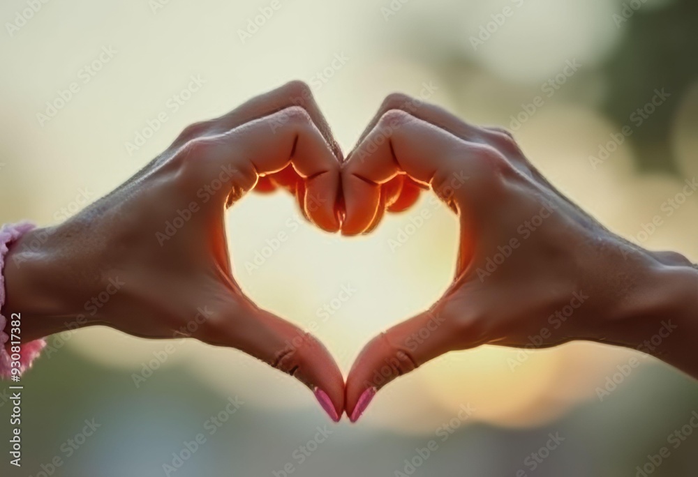 Fototapeta premium Hands Making Heart Shape with Pink Nail Polish