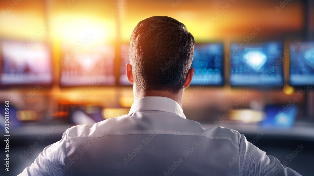 A man is sitting in front of a computer monitor with a serious look on his face A man is sitting in front of a computer monitor with a serious look on his face