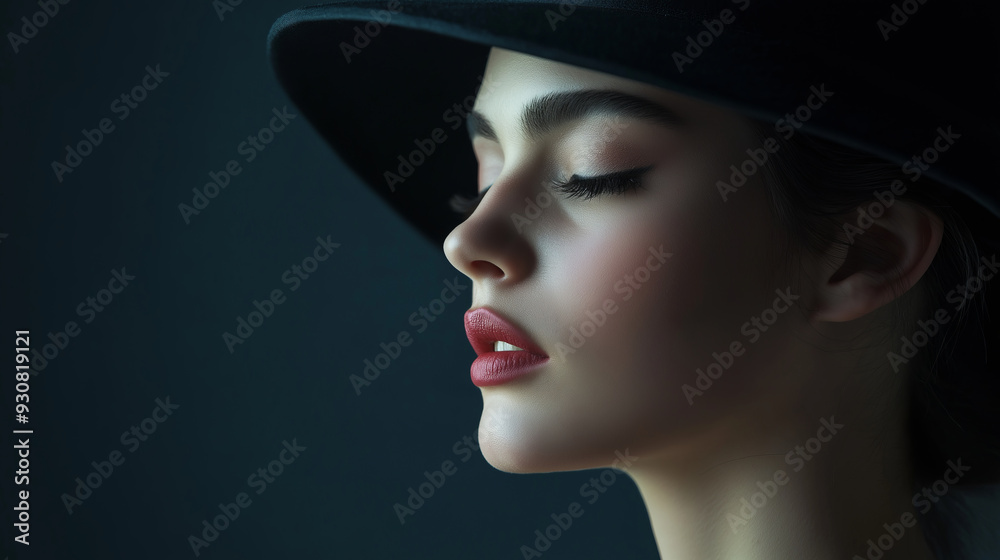 Elegant Woman with Flawless Skin and Red Lips. Elegant Woman with Flawless Skin and Red Lips.