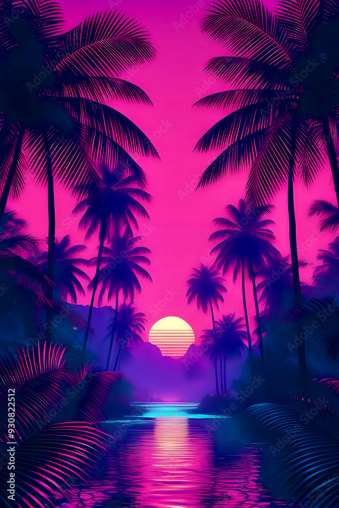 Naklejka premium trees at sunset