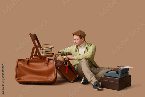 Young man with vintage type...