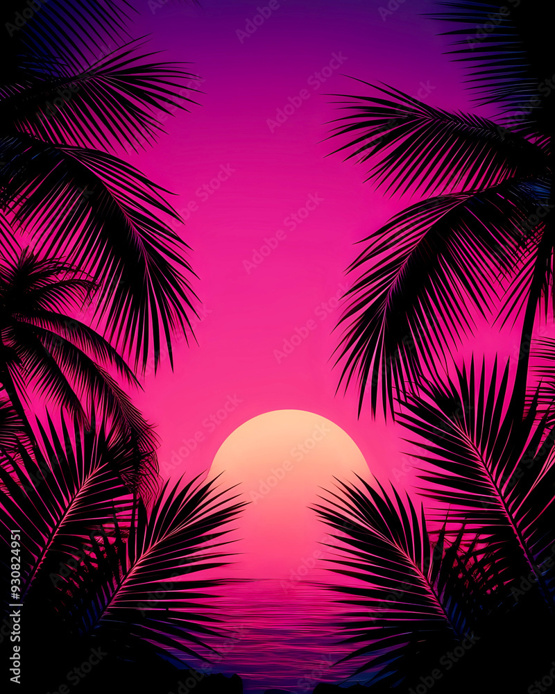 Obraz premium palm trees at sunset
