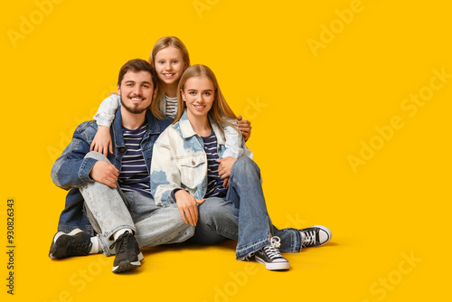 Happy family in stylish den...