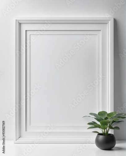 White frame mockup close up, 3d rendering