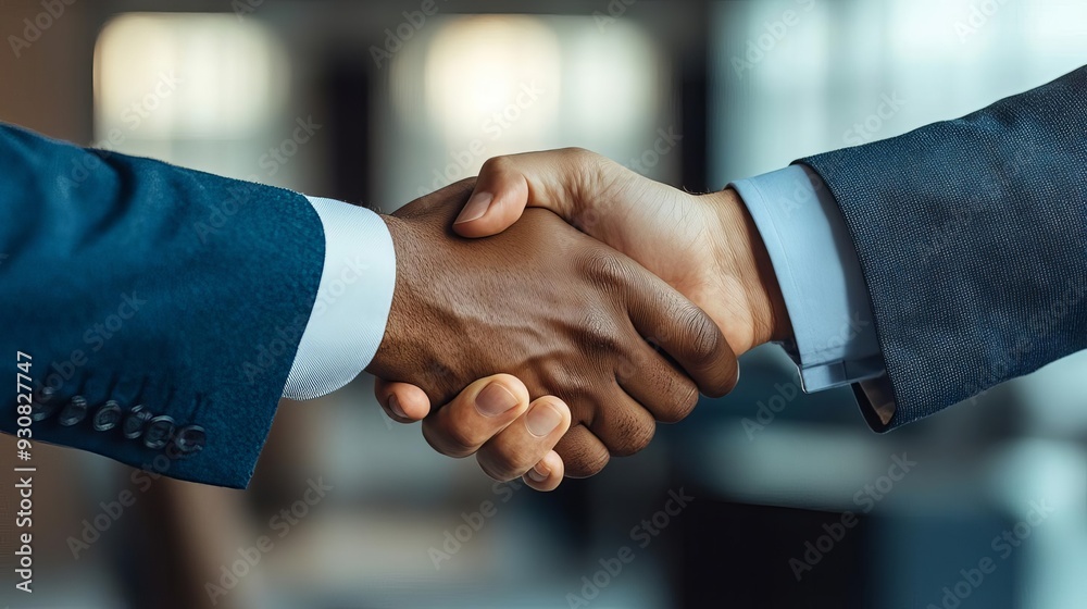 Business partners smiling and shaking hands, happy business success, joyful conclusion of a deal Business partners smiling and shaking hands, happy business success, joyful conclusion of a deal