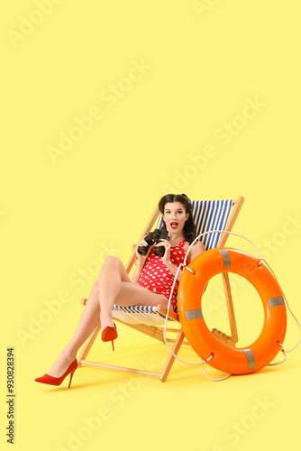 Beautiful pin-up lifeguard ...
