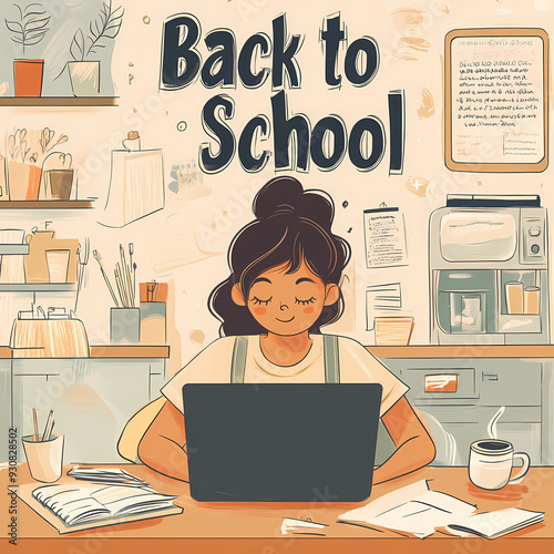 woman working on laptop back to school