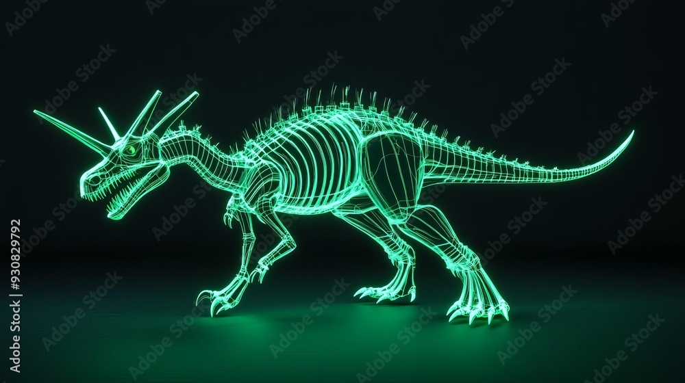 Halloween dinosaur, Spinosaurus with eerie green glow, 3D illustration Halloween dinosaur, Spinosaurus with eerie green glow, 3D illustration