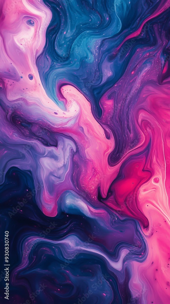 Fototapeta premium Abstract fluid art painting with pink, purple